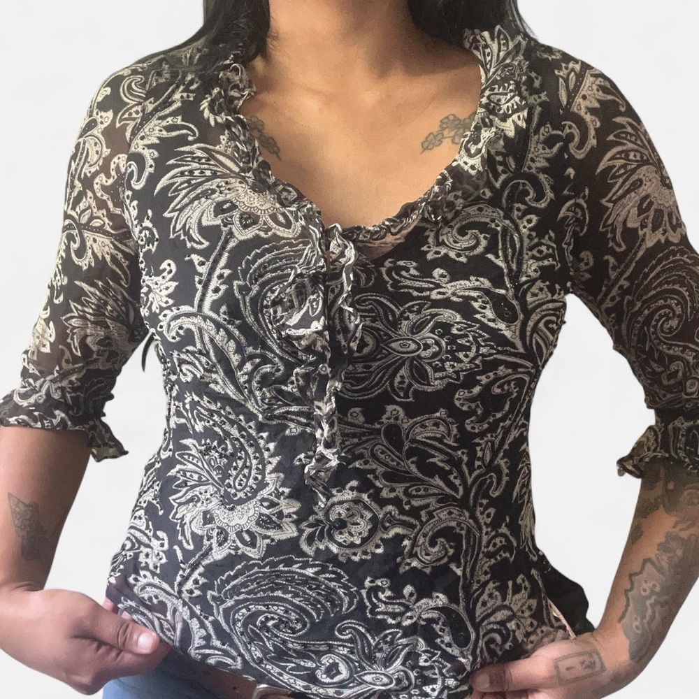 Elegant Black Paisley Women's Top